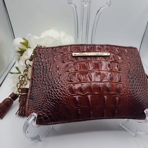 Brahmin Melbourne Pecan wristlet/clutch with bag charm